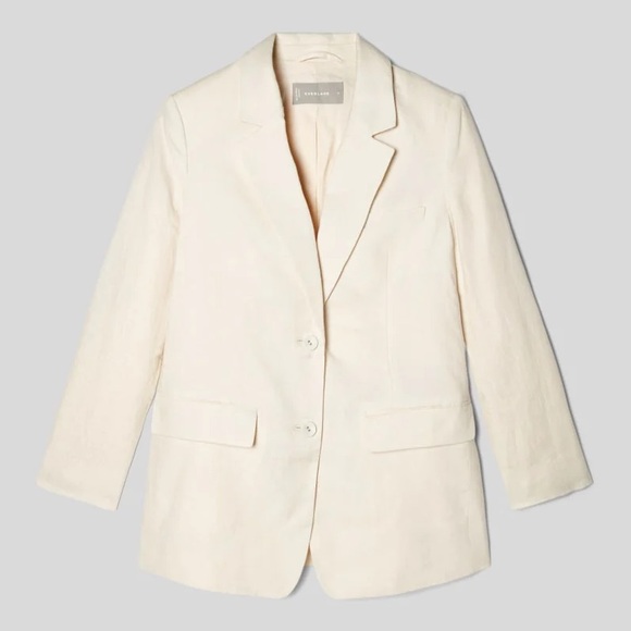 Everlane Oversized Linen Blazer Ivory White Single Breasted Jacket Size 12 NWOT - Picture 2 of 13